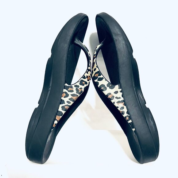 Reel Legends-Unisex-Black/Leopard Print Flip Flops-Arch Support-W 9, M 7-Comfy - Picture 9 of 16